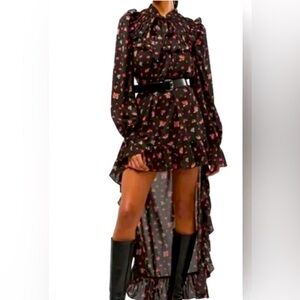 We Wore What Floral Black High-Low Dress